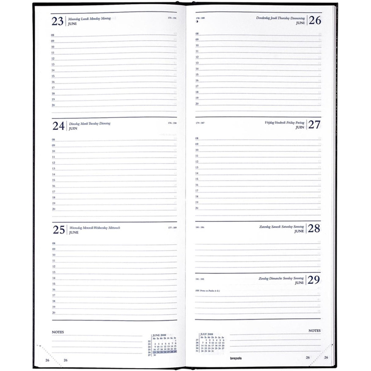 Brepols bureauagenda saturnus week 2025 lima zwart 13x21cm
