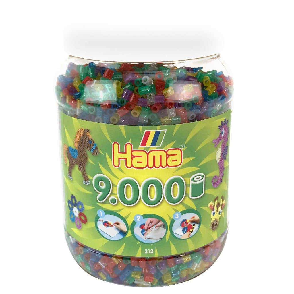 Hama scapino strijkkralen glitter in pot - 9000 stuks voor 5+ jaar