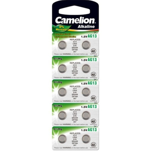 Camelion batterij lr44 d357 v13ga ag13 kaart a 10 stuks