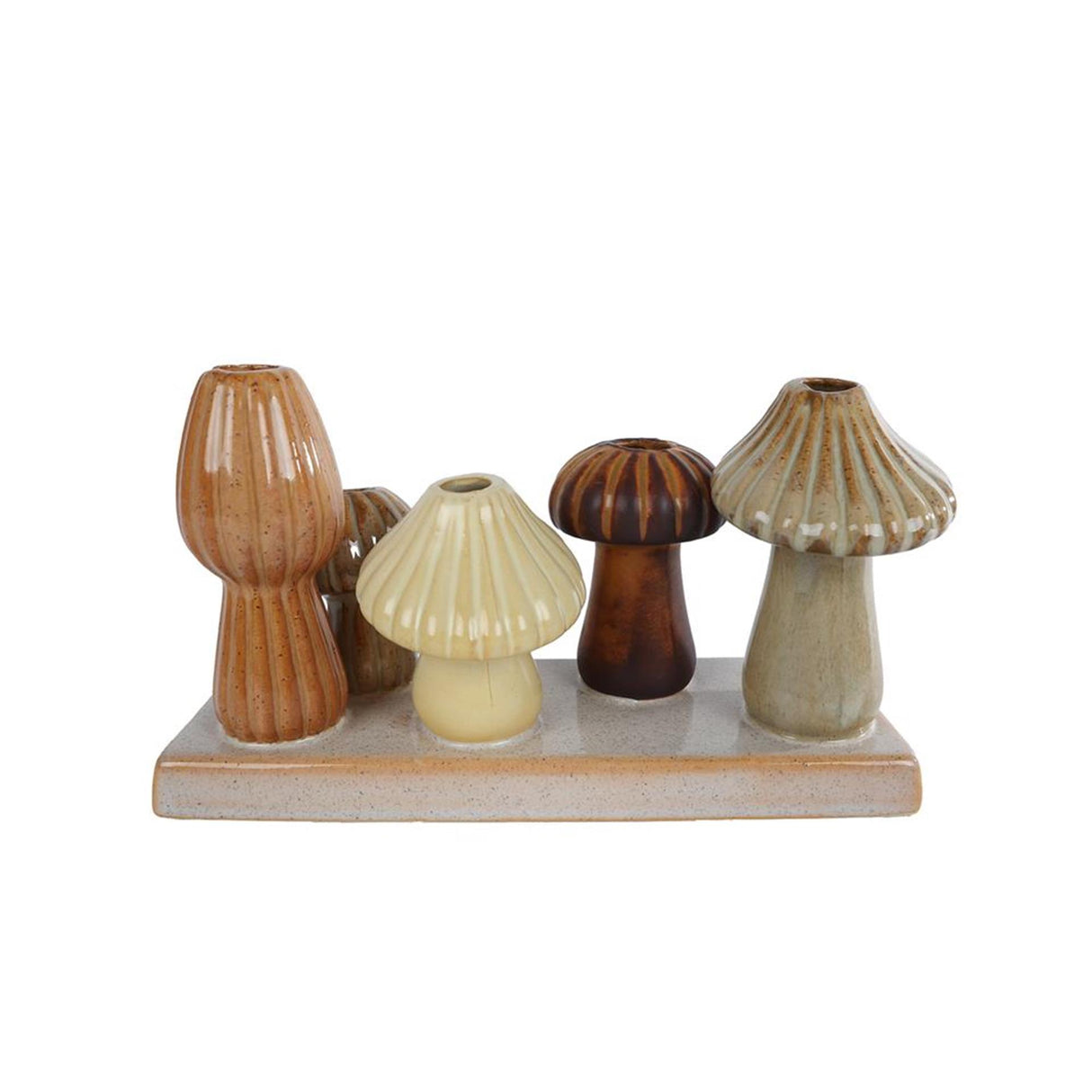 Vaas paddestoel creme bruin beige 19x7cm