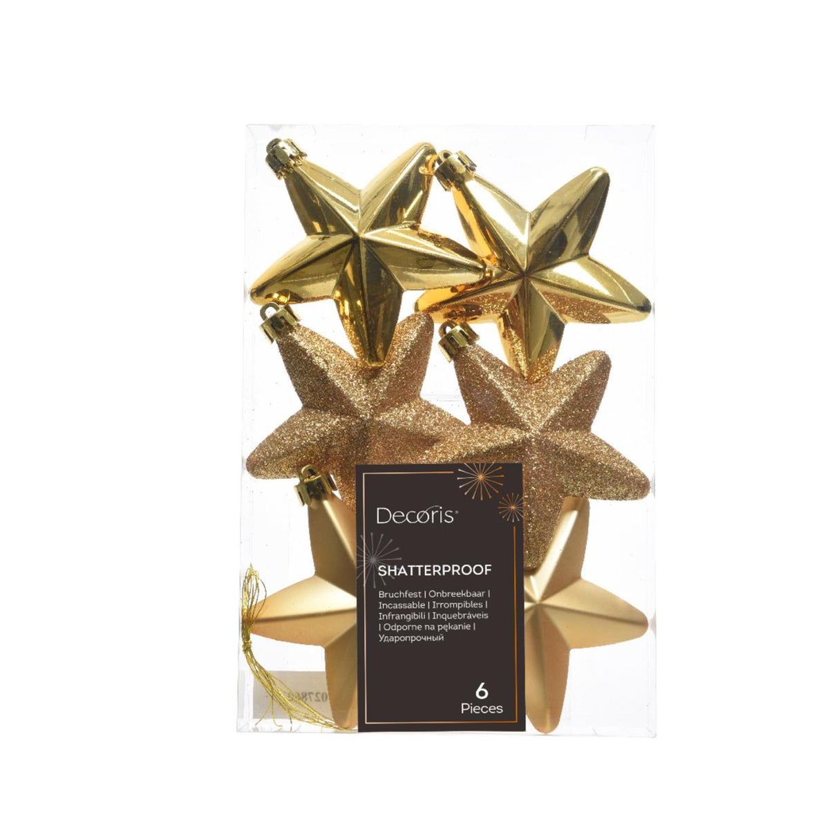 Decoris kersthanger ster goud dia7cm 6-dlg