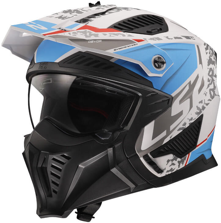 Ls2 modulaire helm of606 drifter devor helmet of606 drtifer devor xs white blue matt