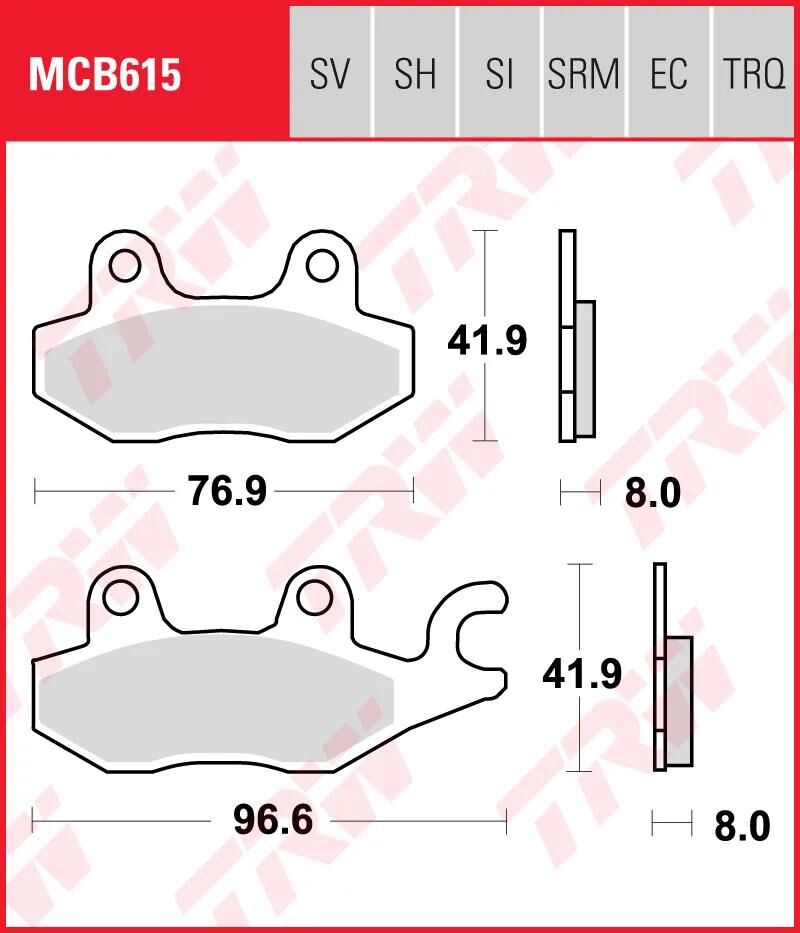 Trw remblokken mcb 615 brake pads organ. mcb 615