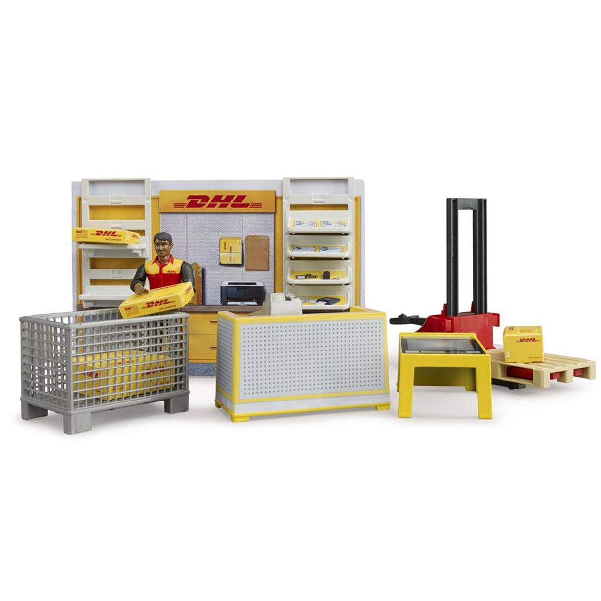 Bruder dhl pakketdienst met palletwagen + figuur