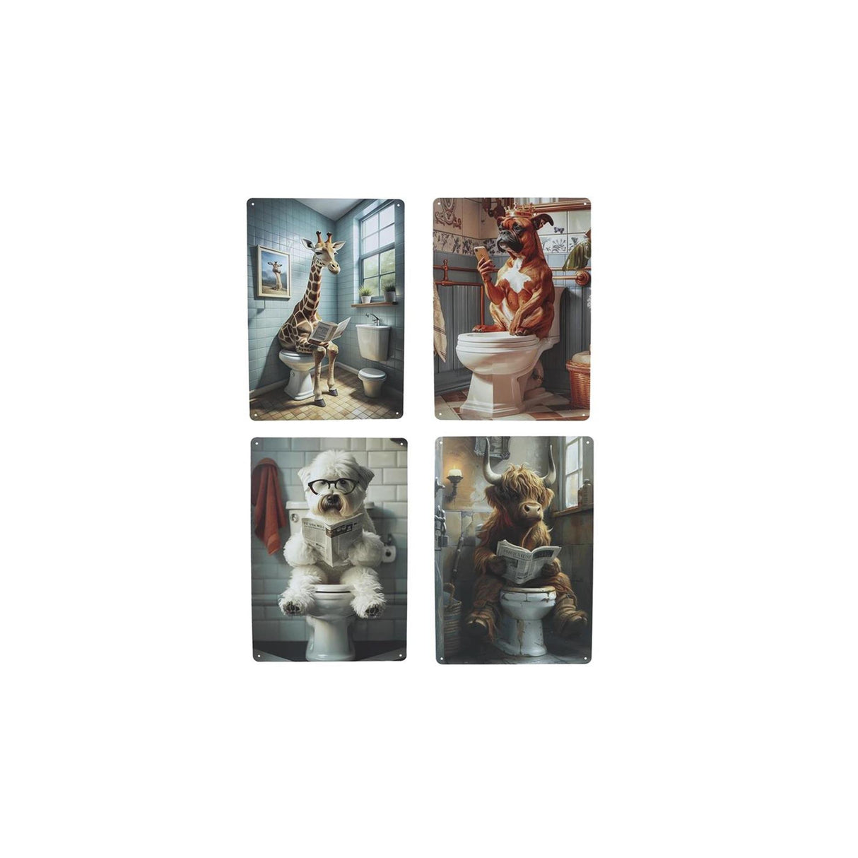 Wandbord animals toilet metaal 20x30cm