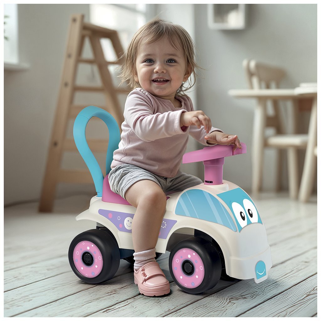 Dolu loopauto roze wit