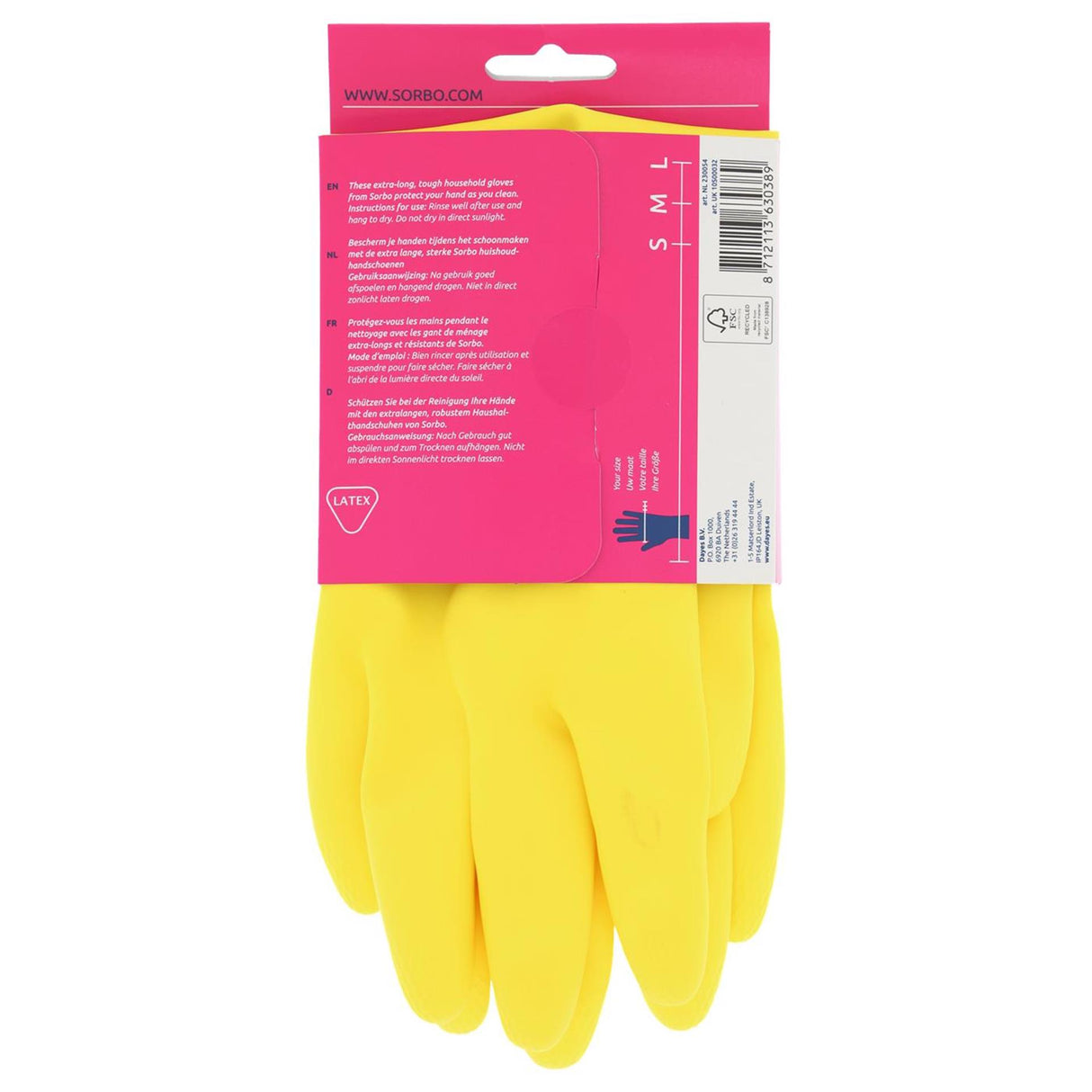 Sorbo latex huishoudhandschoenen strong l - schoonmaakhandschoenen met antislip en lang manchet