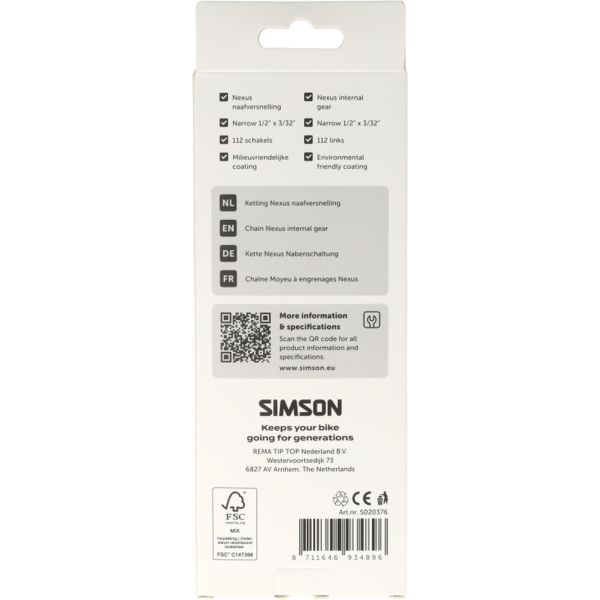 Simson ketting voor nexus naafversnelling