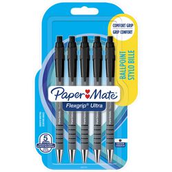 Paper mate papermate flexgrip ultra balpen zwart medium 0,5 mm 5 stuks