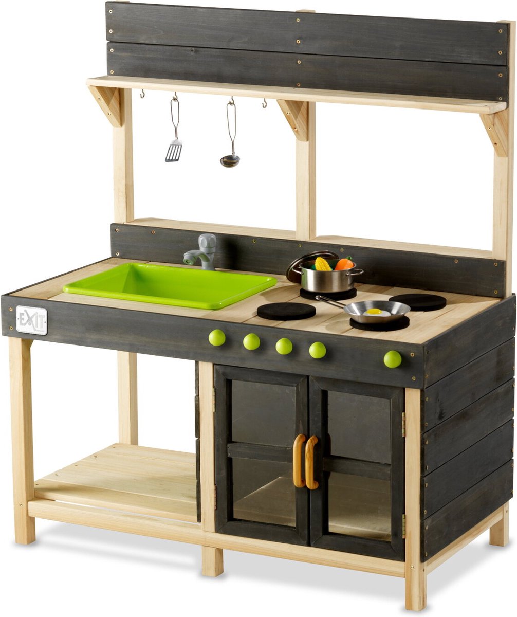 Exit toys exit yummy 200 houten buitenkeuken - modderkeuken - speelkeuken voor buiten - kinderen - fsc hout - naturel