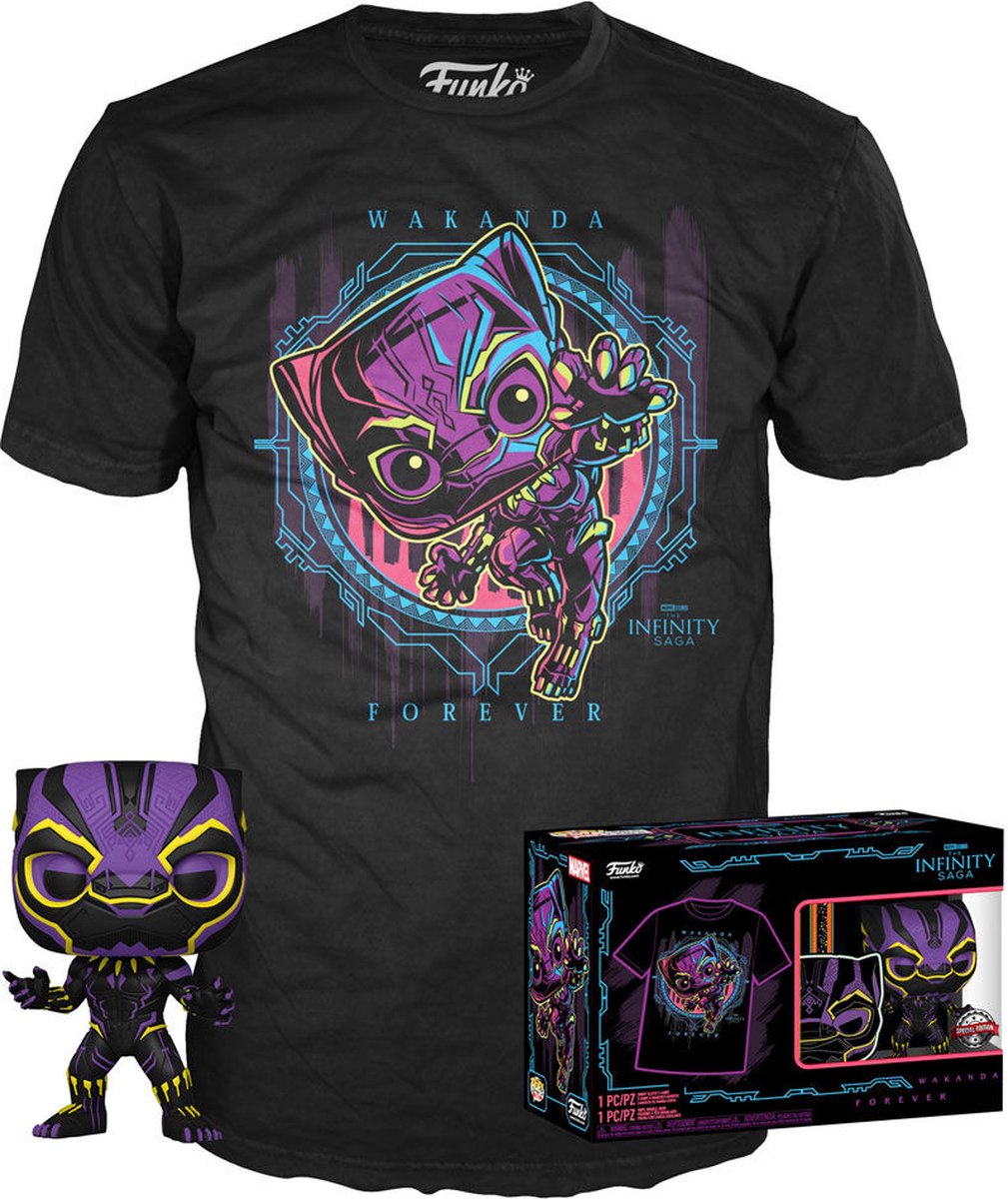Funko marvel - bobble head pop n° xx - black panther + tee (m)