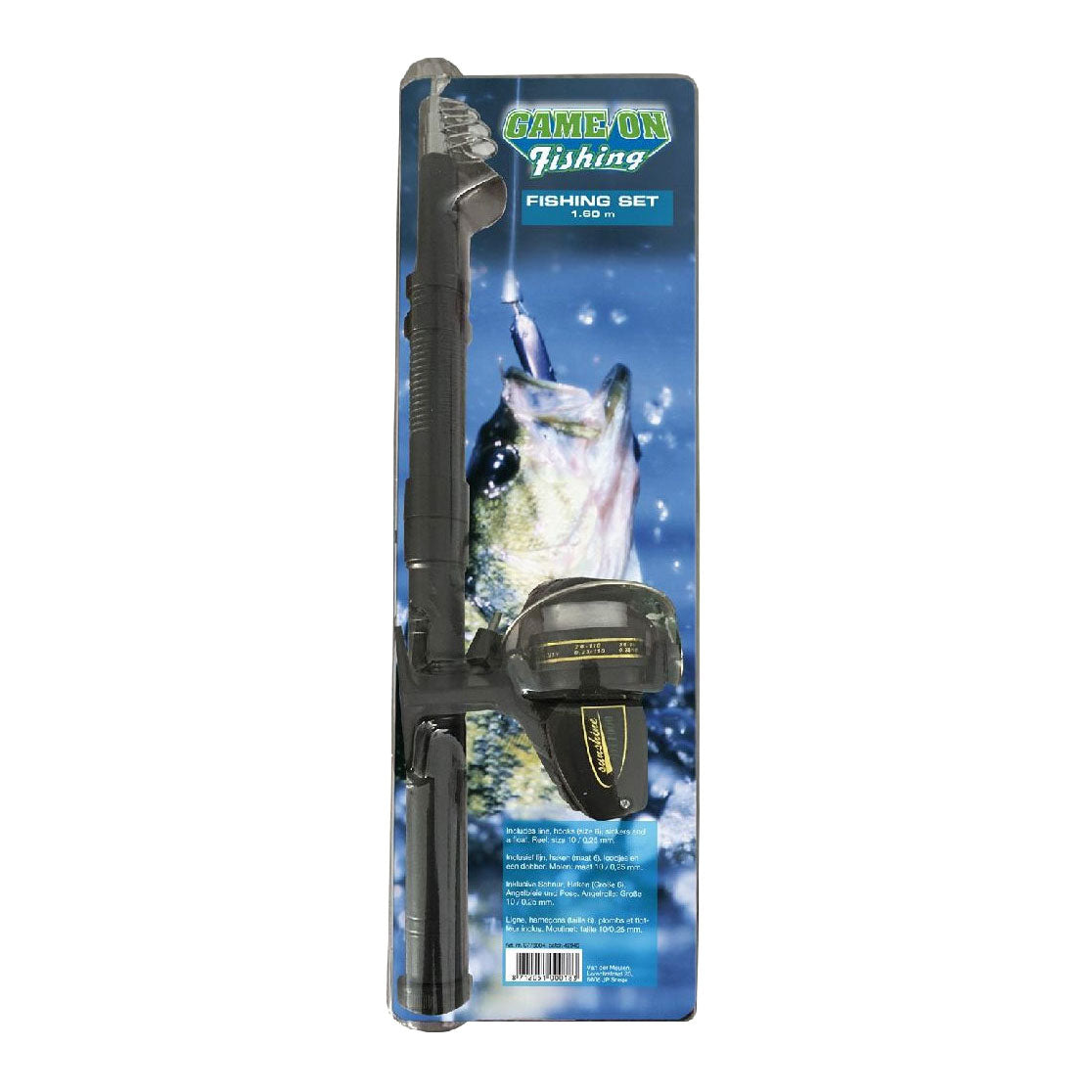 Game on fishing tele werphengel met accessoires, 1,6m
