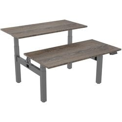 Zit-sta-bureau euroseats dual bench lichtbruin eiken metaal