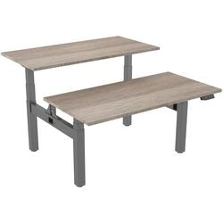Zit-sta-bureau euroseats dual bench lichtbruin eiken metaal