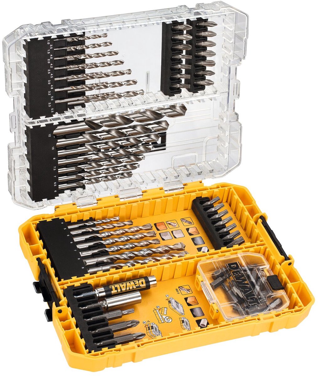 Dewalt dt70761 extreme™ schroefbit- en borenset 72-delig in tough case
