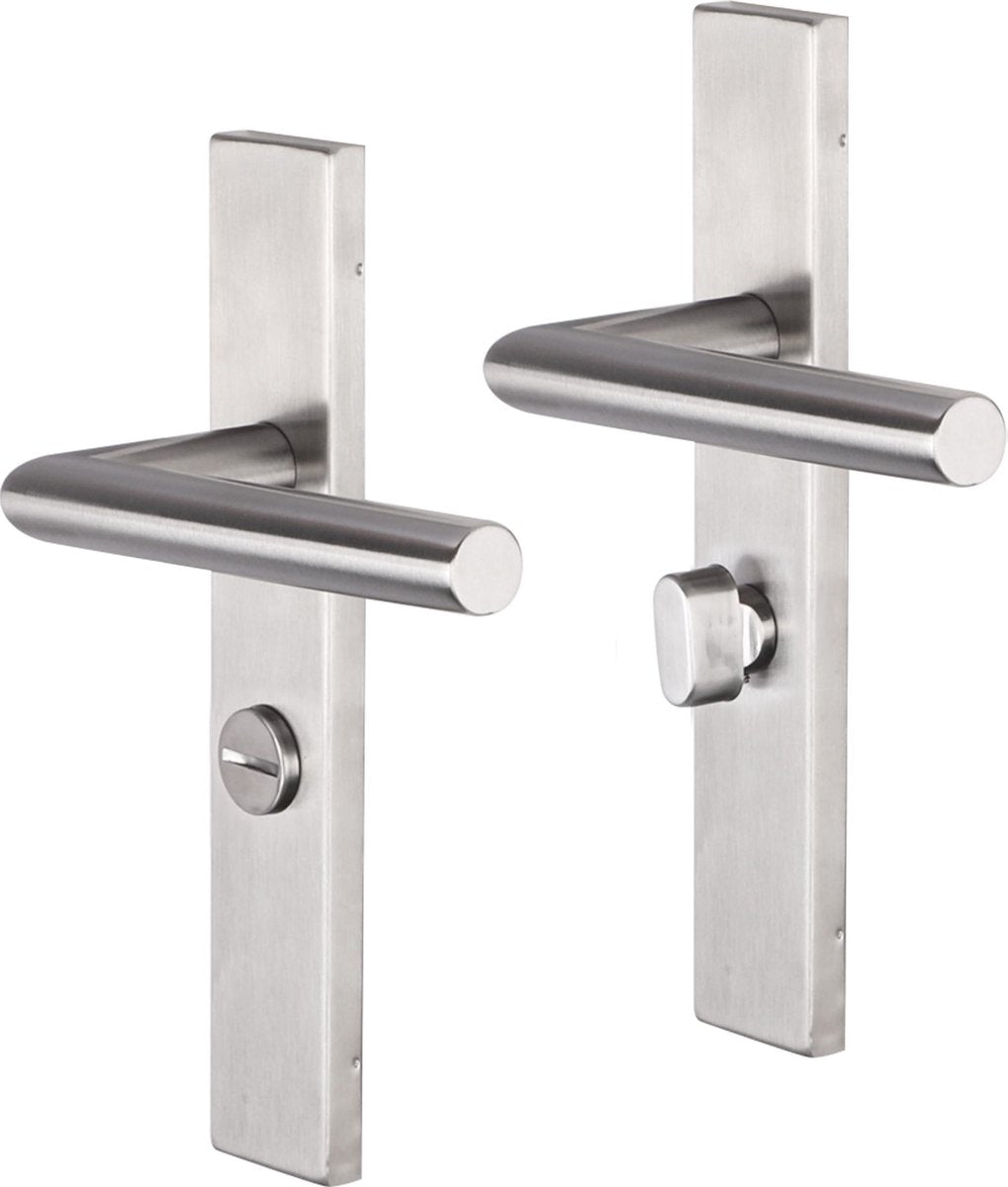Impresso deurkruk - harrow - voor binnen - vierkant deurschild met toiletsluiting - rvs - 2 stuks