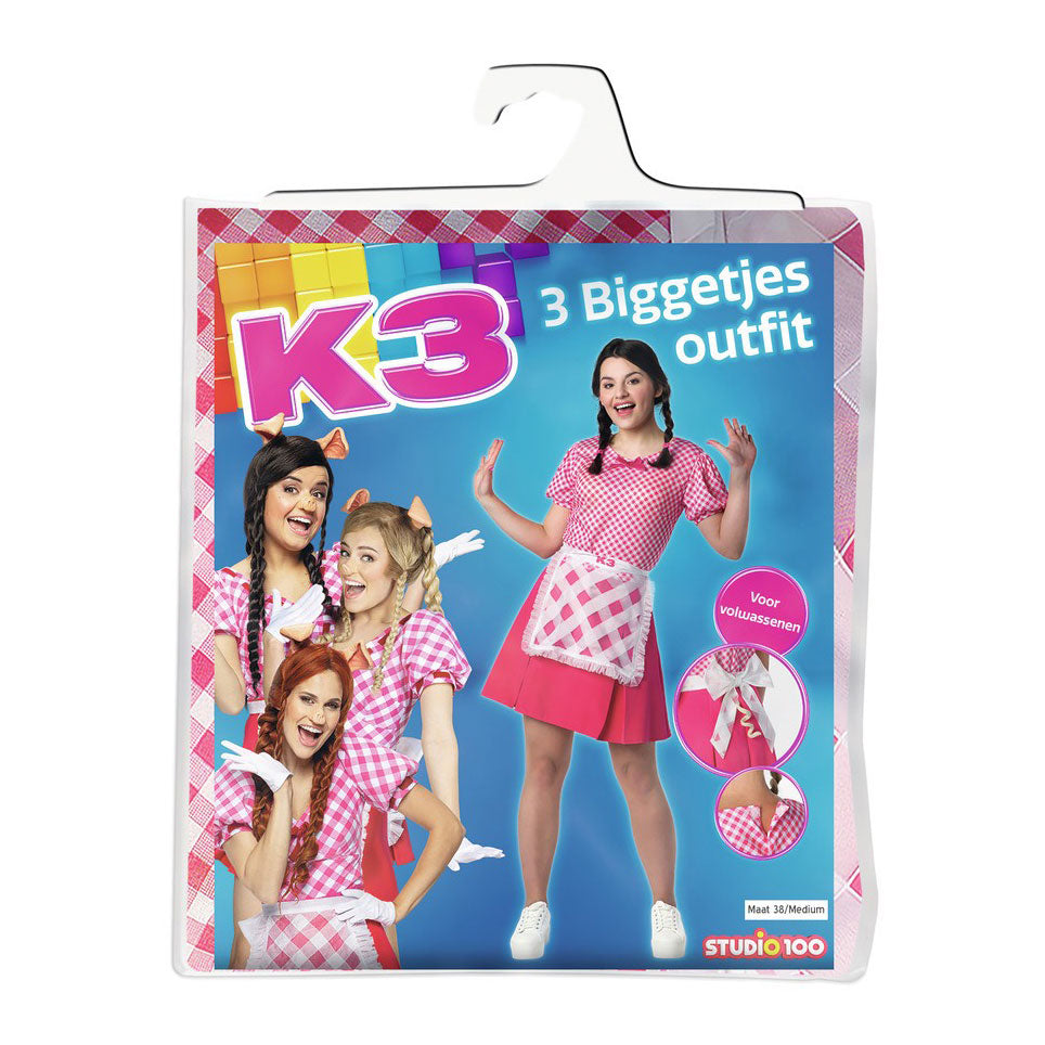 K3 verkleedkleding - verkleedjurk de 3 biggetjes - voor volwassenen