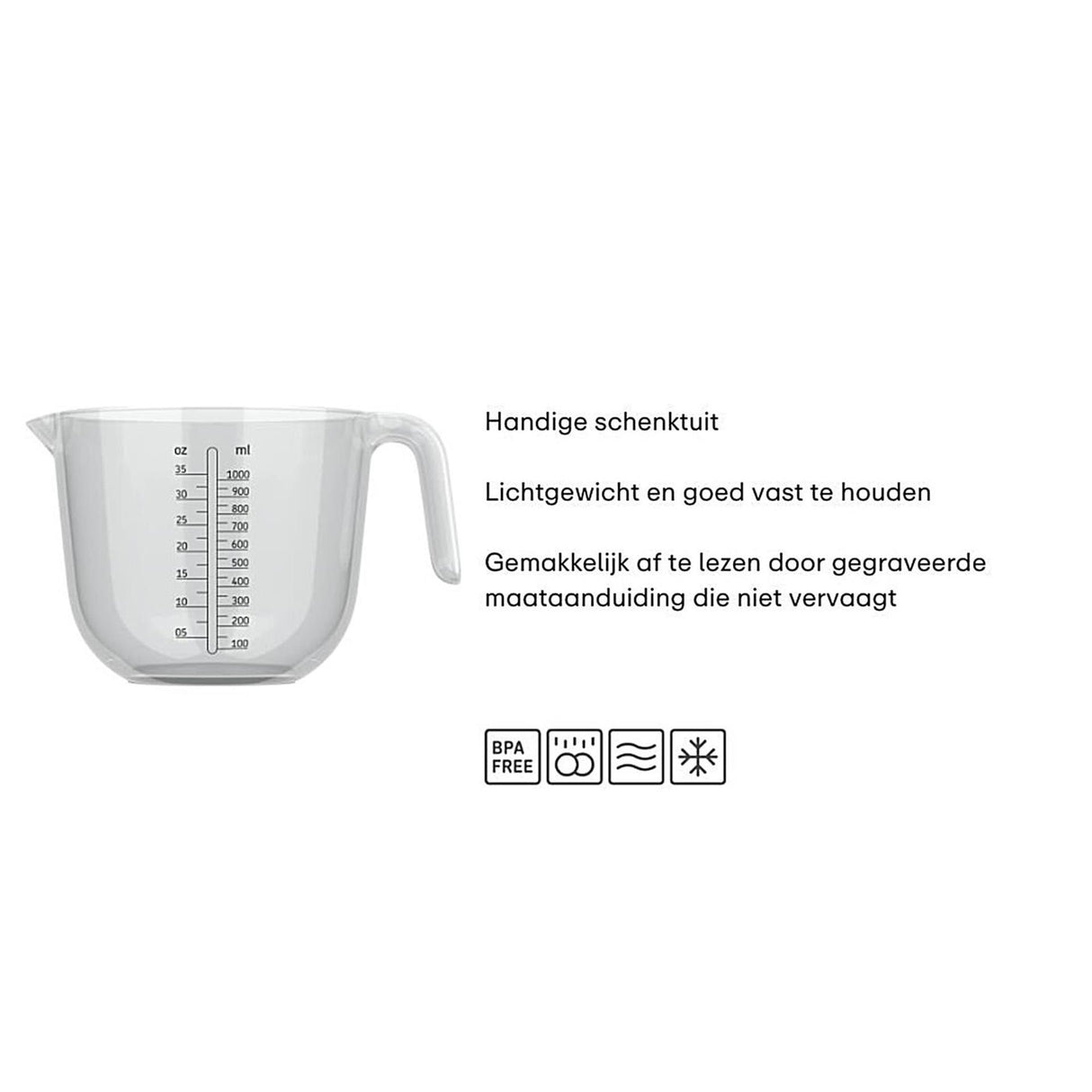 Mepal maatbeker chef it - 1 l - maataanduiding - vaatwasmachinebestendig - bakspullen - transparent
