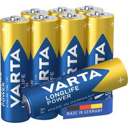 Batterij varta longlife power aa 8 stuks
