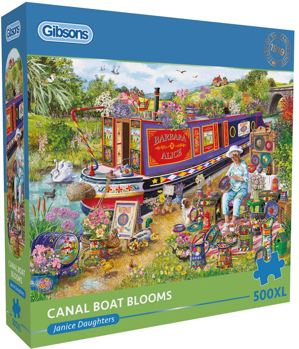 Gibsons legpuzzel canal boat blooms 500xl kleurrijk puzzelplezier.
