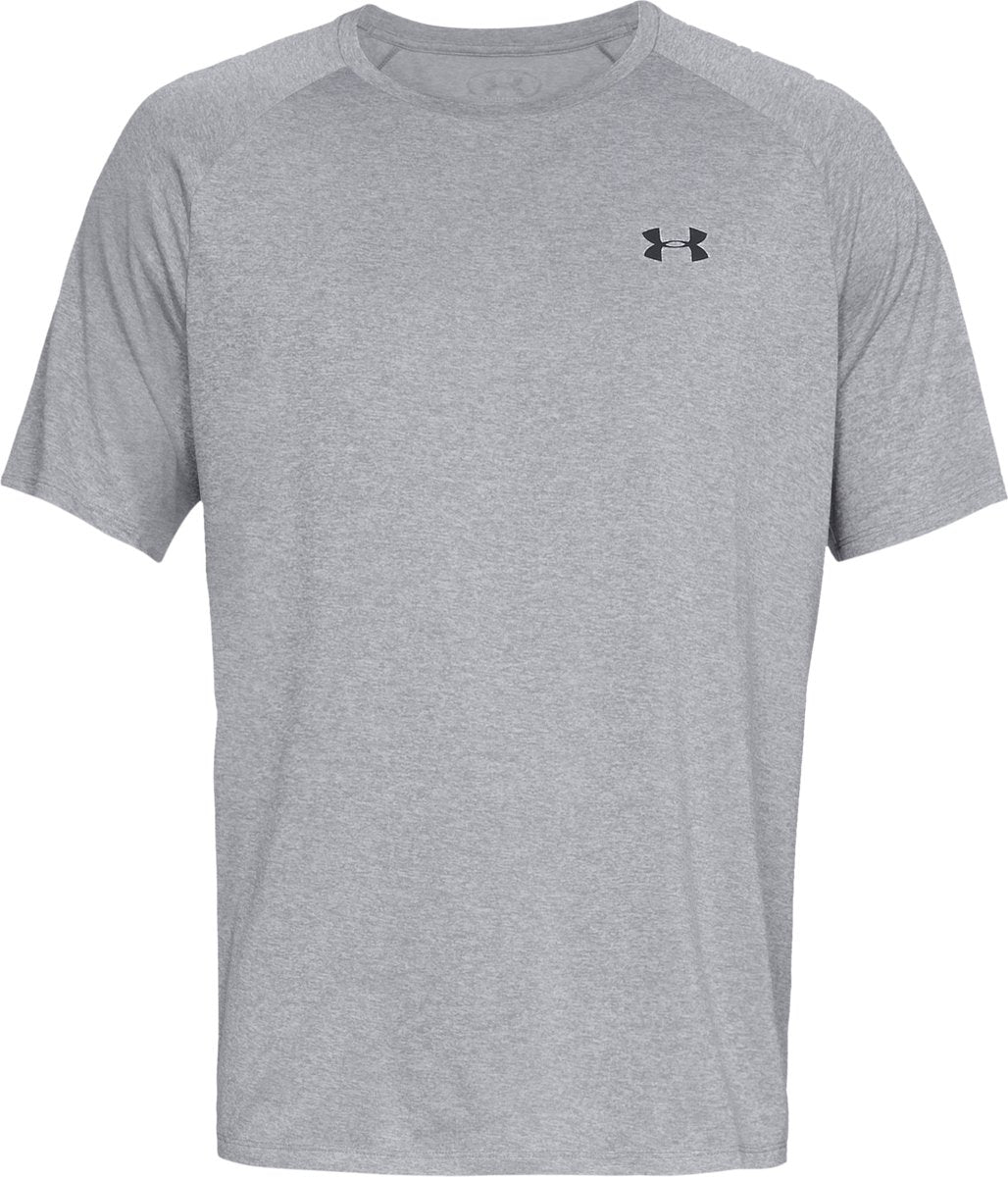 Under armour ua tech 2.0 ss tee-gry heren sportshirt - steel light heather - zwart