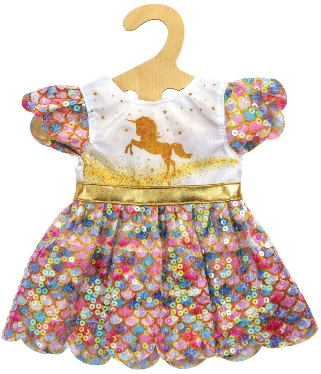 Heless pu-glitzerkleid einhorn goldy,gr.28-35cm