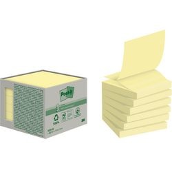 Post-it â® z-notes, gerecycleerd, mini toren, geel, 76 x 76 mm, 6 blokken, non x-wrapped, 100 blaadjes blok