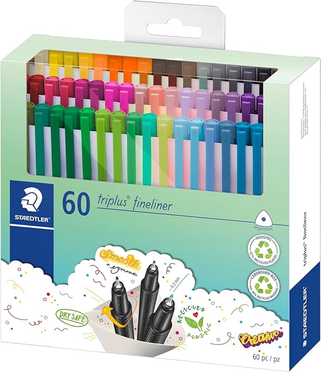 Staedtler triplus fineliner - promo etui 60 st (45 + 15 gratis)