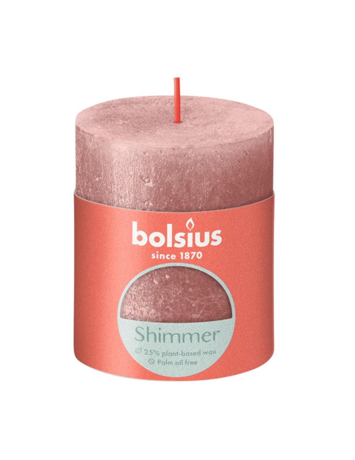 Bolsius rustiek stompkaars 80 68 pink