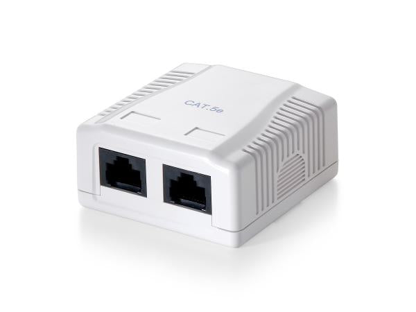 Equip 235112 2-port cat.5e surface mount box, rj-45, 5e, white, 59 mm, 29.5 mm, 61 mm