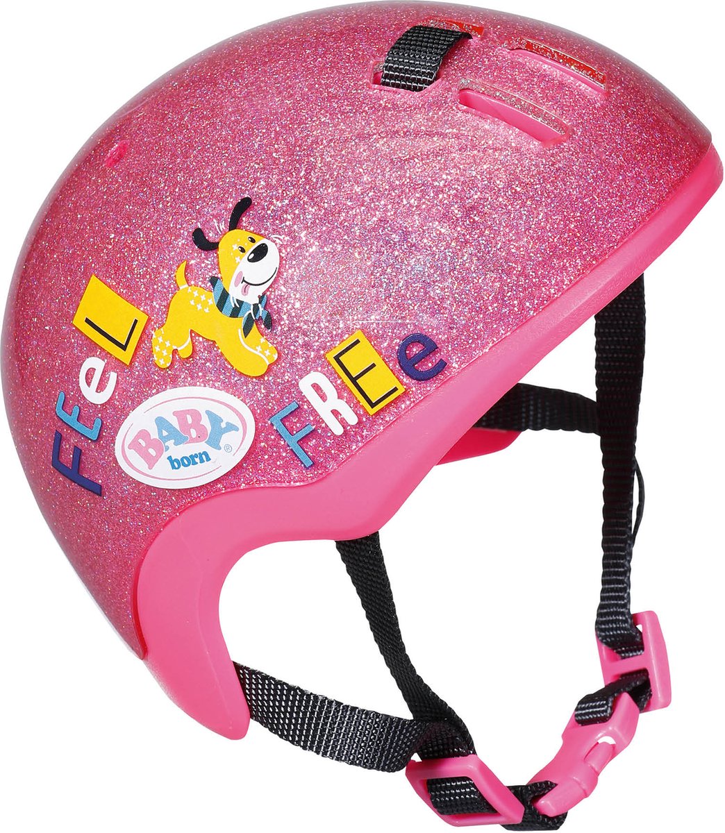 Baby born fietshelm - roze - met glitters
