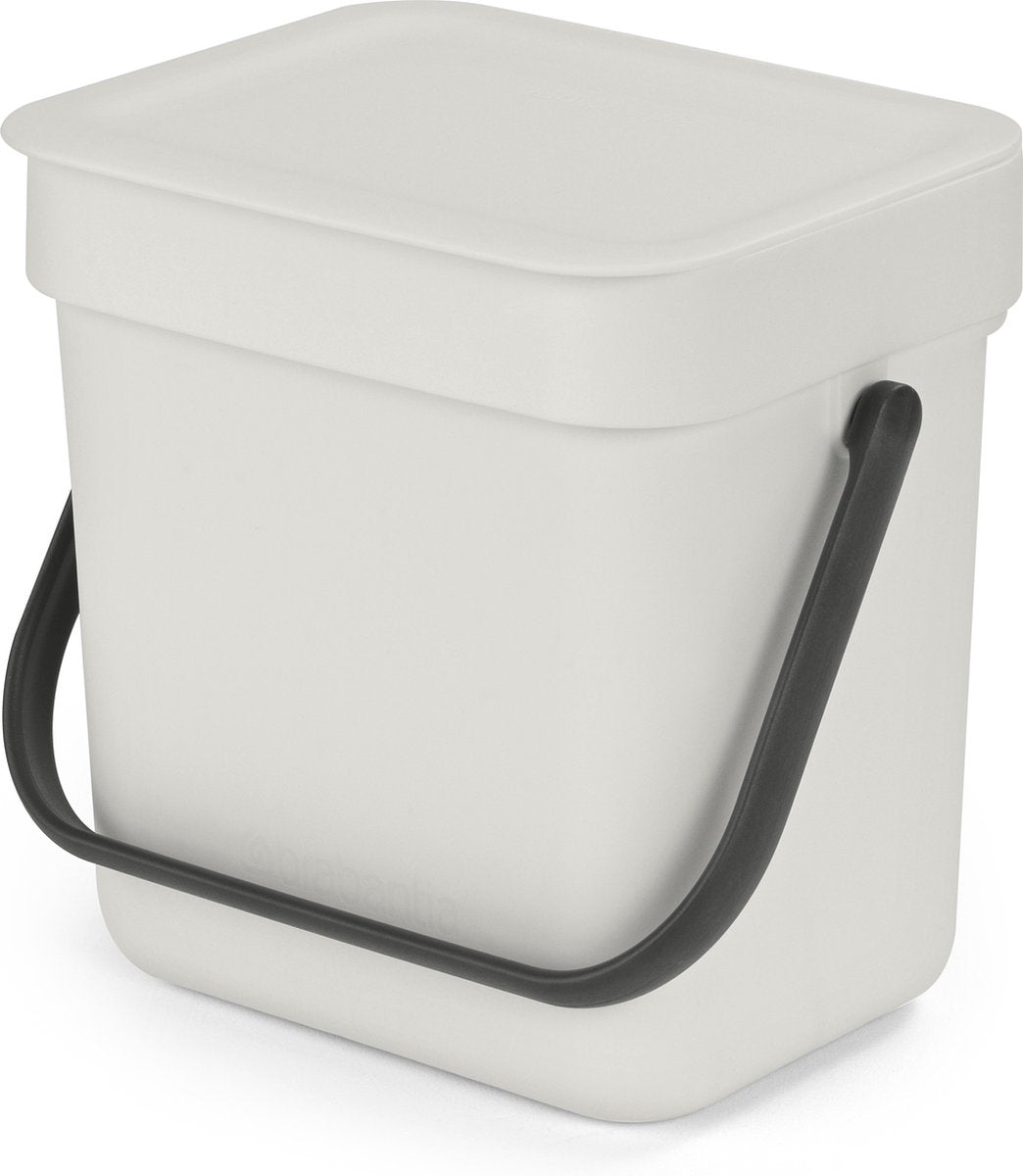 Brabantia sort go aanrecht afvalbakje - 3 liter - light grey