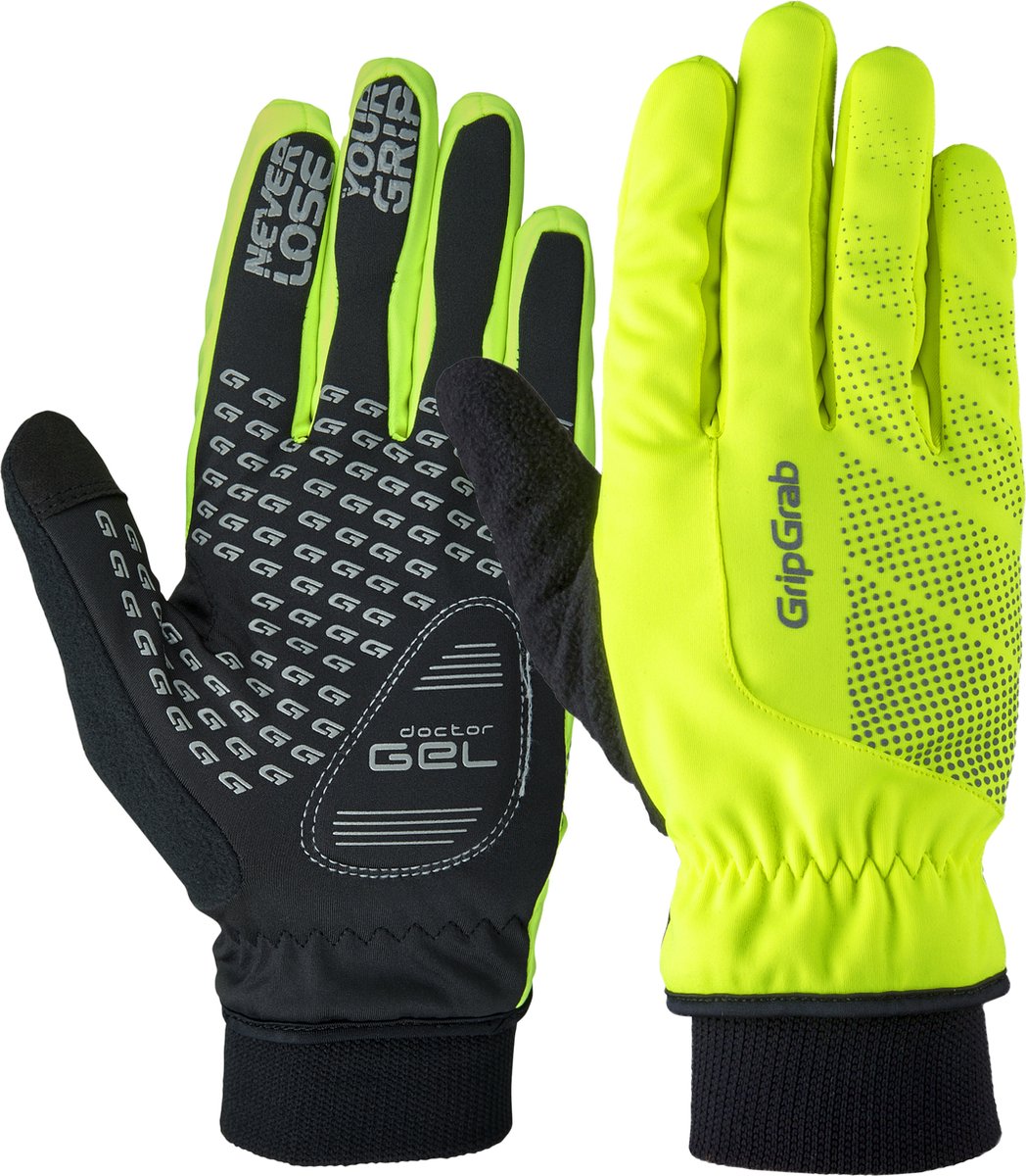 Gripgrab - ride hi-vis winddichte winter fietshandschoenen met padding gevoerde thermo wielerhandschoenen - geel hi-vis - unisex - maat s