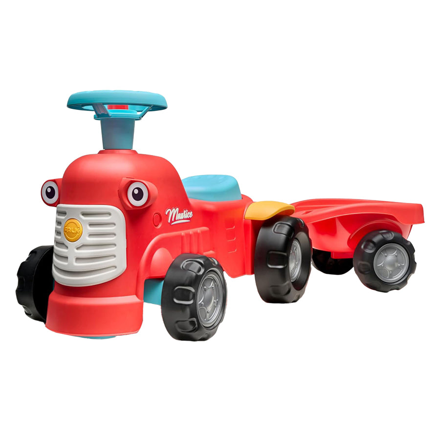 Falk looptractor maurice met trailer rood