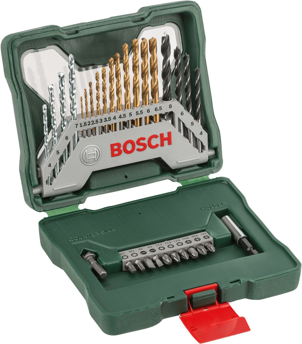 Bosch x-line boorset - 30-delig - titanium plus serie - voor hout, metaal en steen
