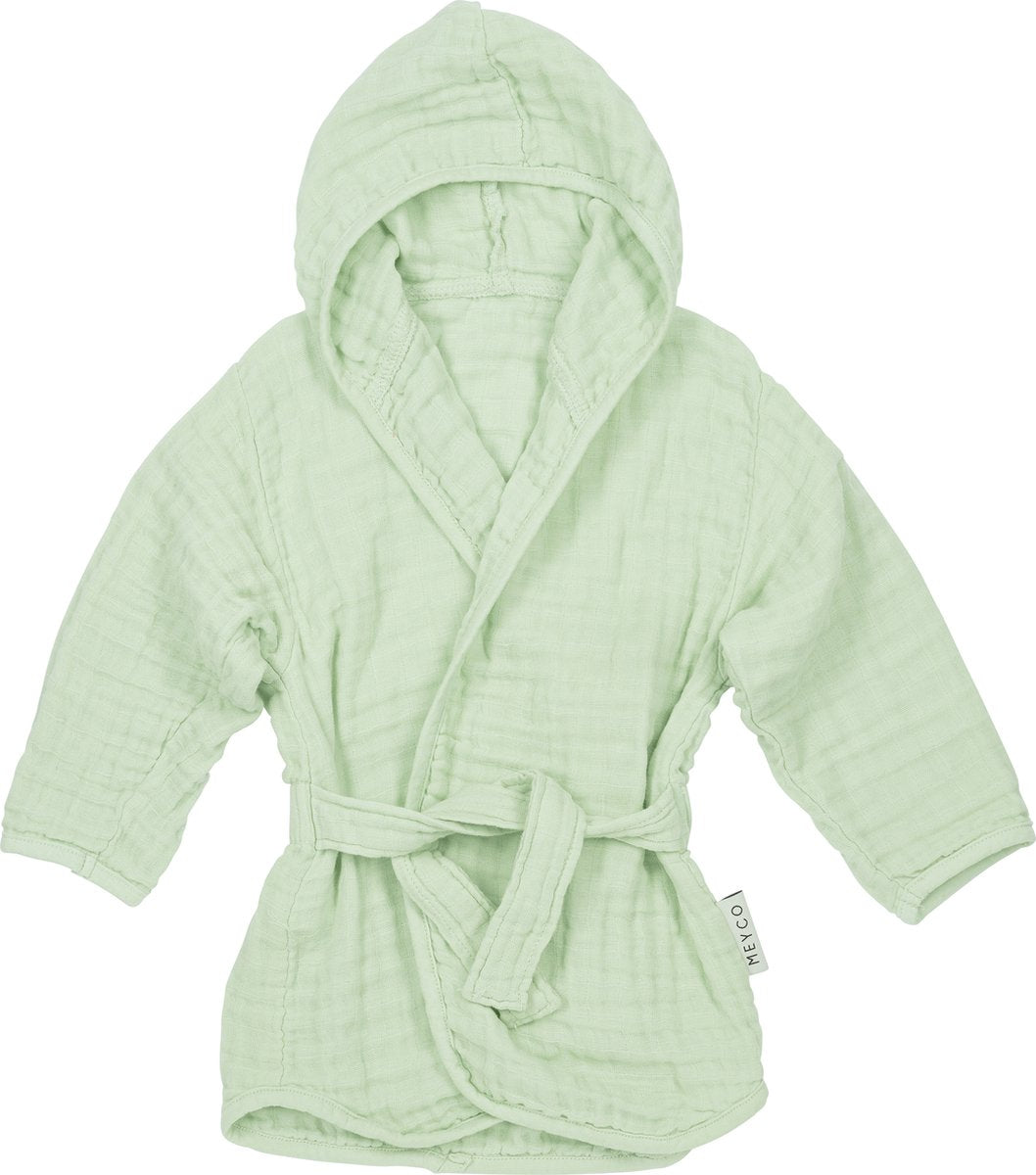 Meyco baby uni badjas - pre-washed hydrofiel - soft green - 74 80