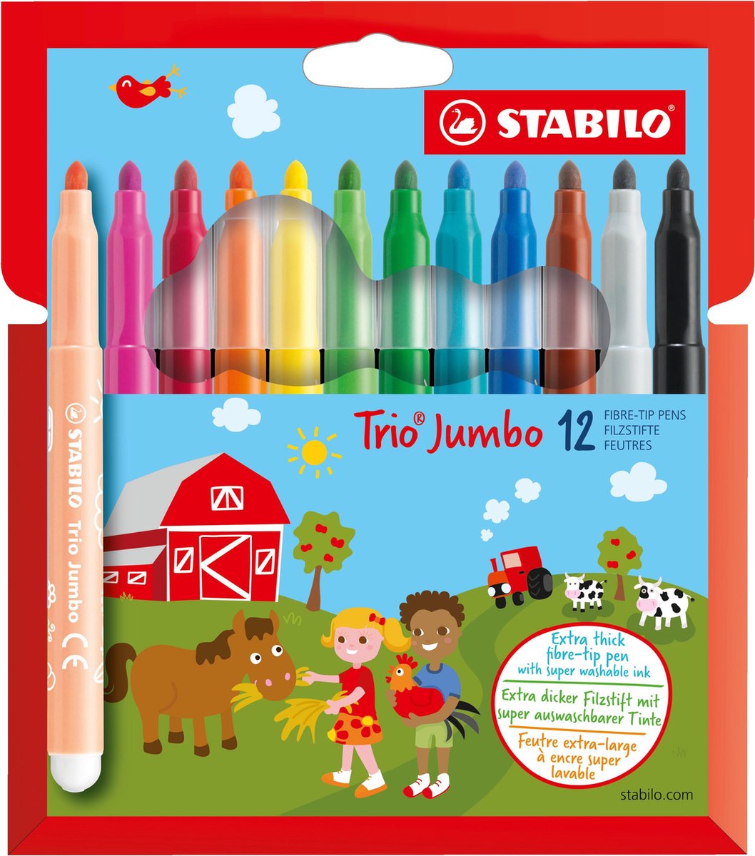 Stabilo trio jumbo - viltstift - set met 12 stuks
