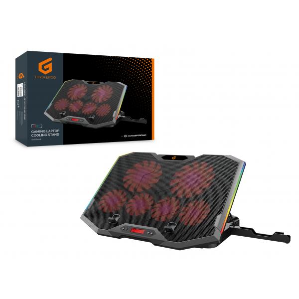 Conceptronic thyia01b thyia ergo 6-fan gaming laptop cooling stand, 17 43.2 cm, 6 pc(s) buttons,