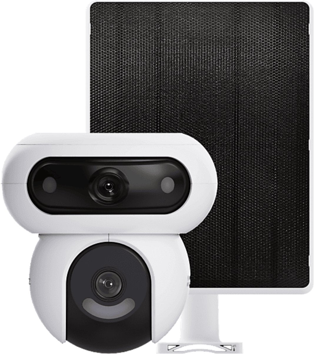 Ezviz hb90 + 8w zonnepaneel 4mp+4mp dubbele lenzen 360° beveiligingscamera voor buiten wifi draadloos met 10400mah batterij - altijd-aan videomodus - personen voertuigdetectie - automatische volgfunctie - geen maandkosten