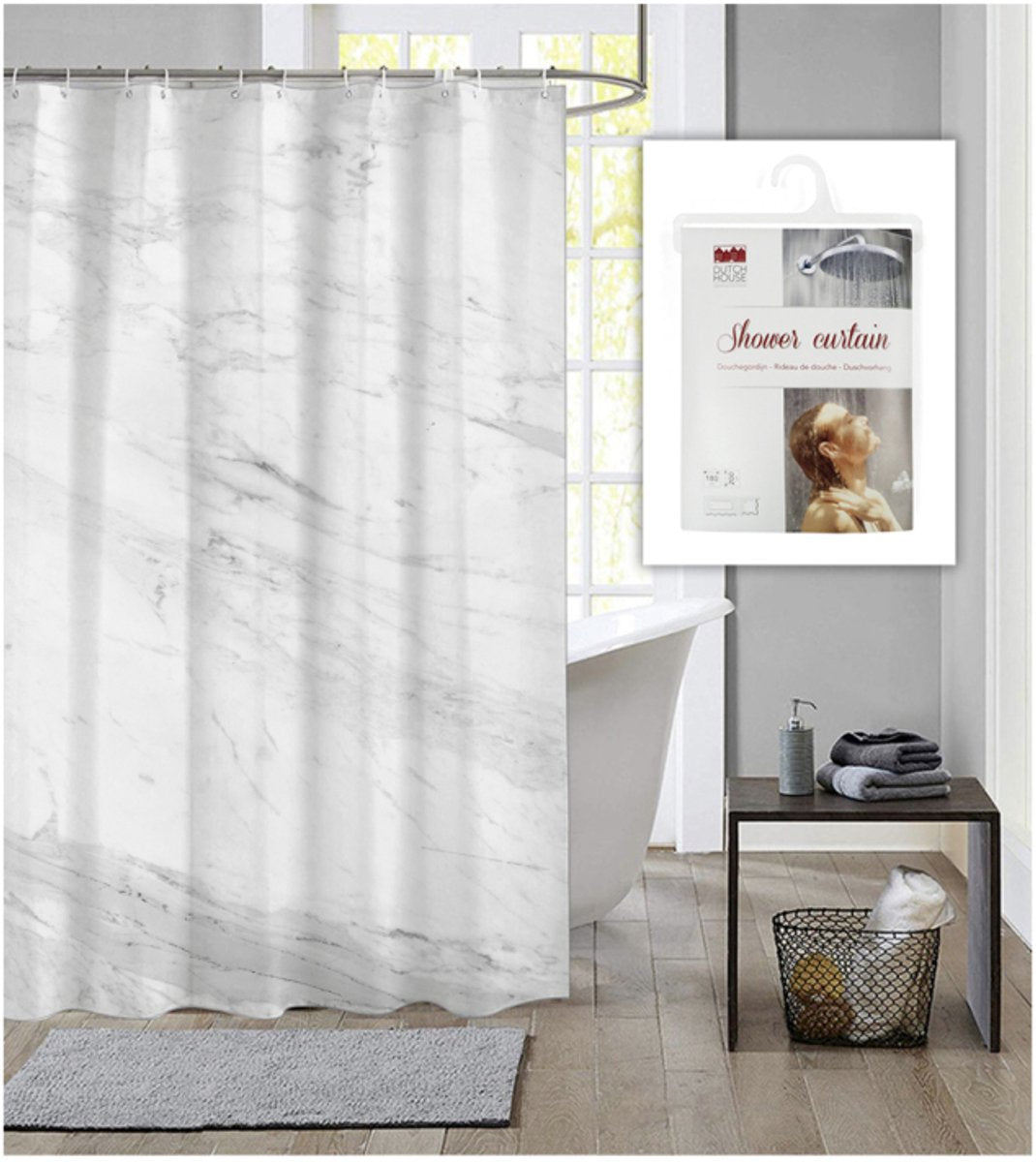 Dutch house douchegordijn - 180x200cm - incl. ringen - marmer