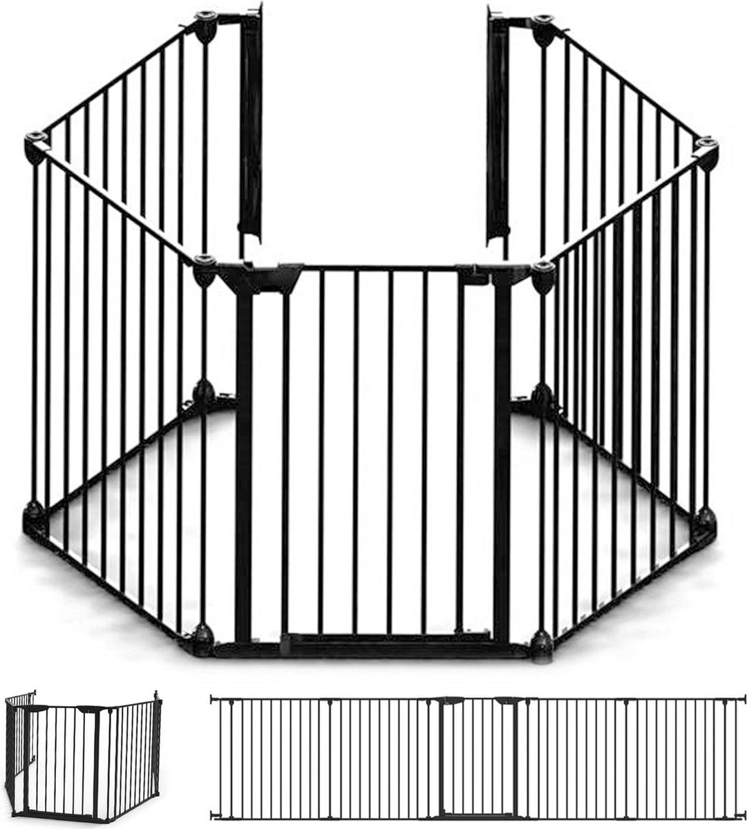 Noma 5 panelen veiligheidshek - kamer verdeler - tot 315 cm - zwart- kachelhek - veiligheidshek voor open haard