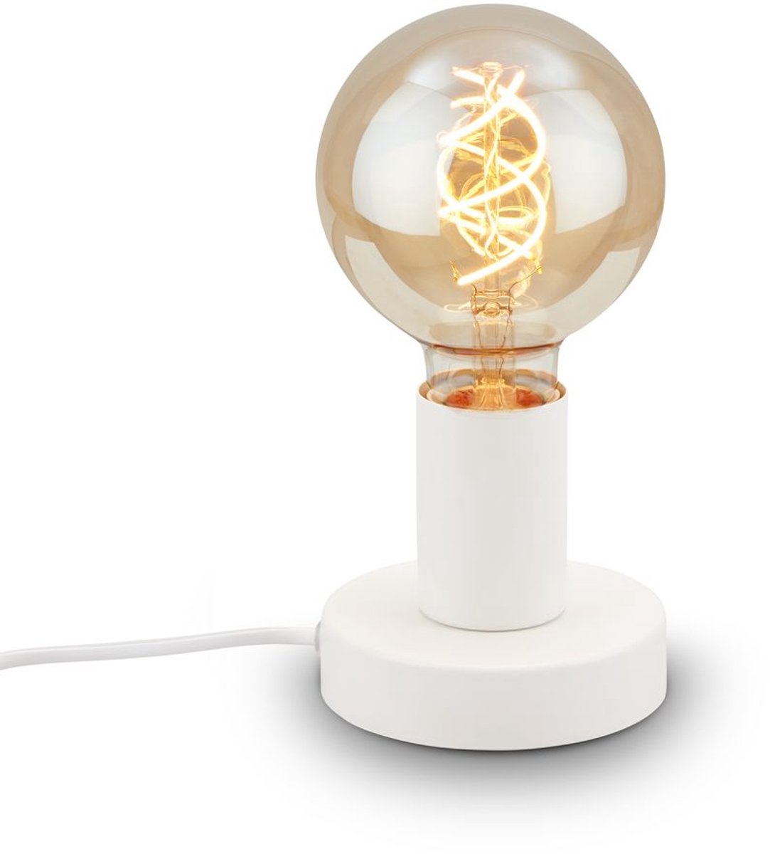 Briloner teepu - industriële tafellamp - retro bedlamp - metaal - e27 fitting - ø10 cm - wit