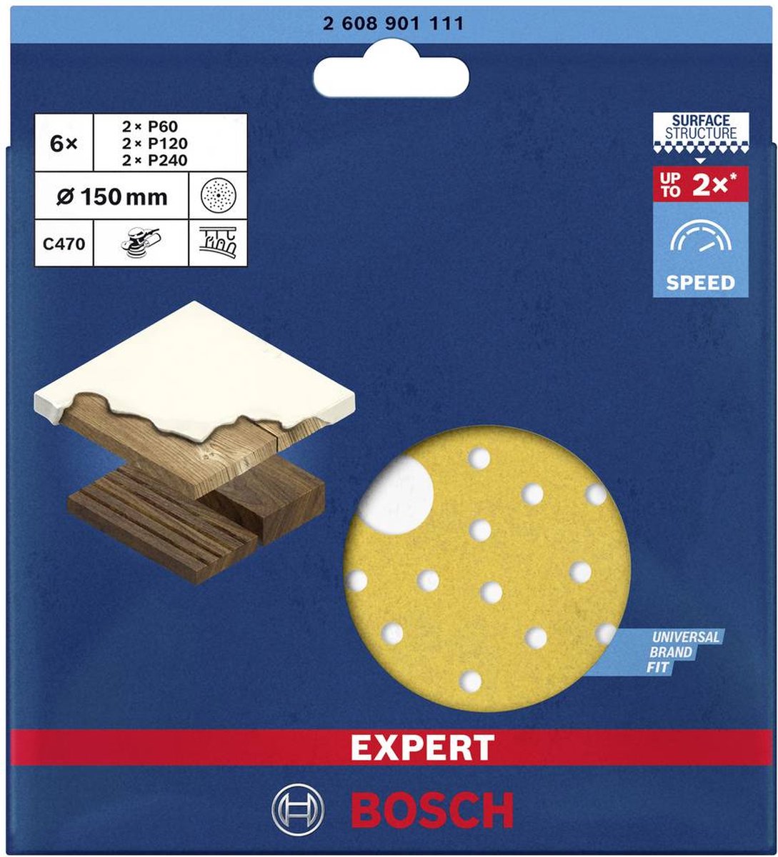 Bosch accessories expert c470 2608901111 excenterschuurpapierset geperforeerd (ø) 150 mm 6 stuk(s)