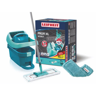 Leifheit profi xl compleet vloerwissysteem - met wieltjes - micro duo doek - extra static stofdoek - 42 cm wisbreedte