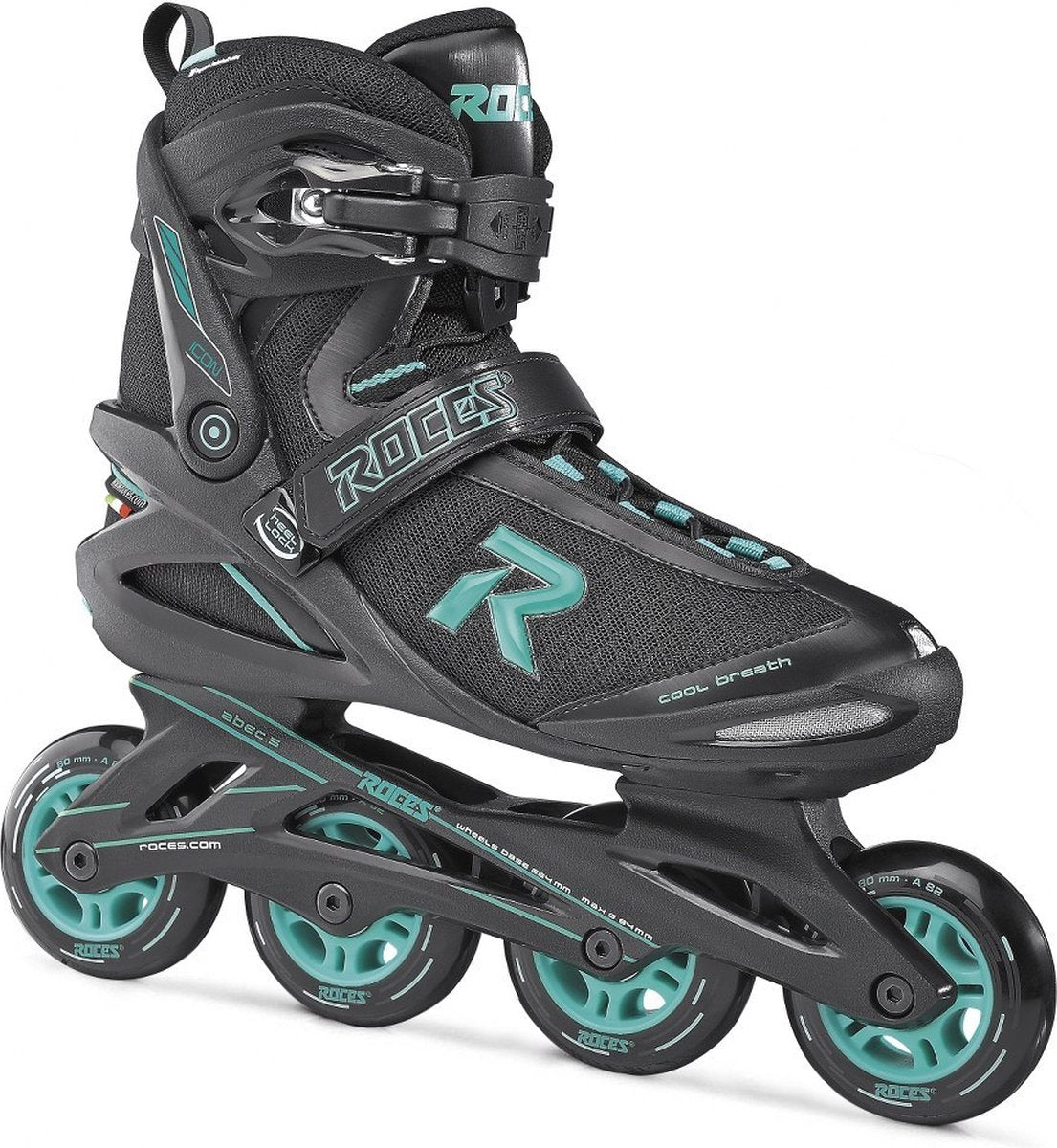 Icon inline skates softboot dames 80 mm 82A zwart aqua maat 38