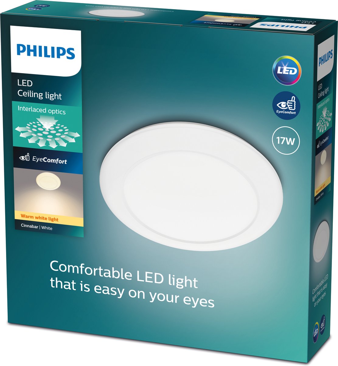 Philips led philips cinnabar plafonnière - warmwit licht - 32cm