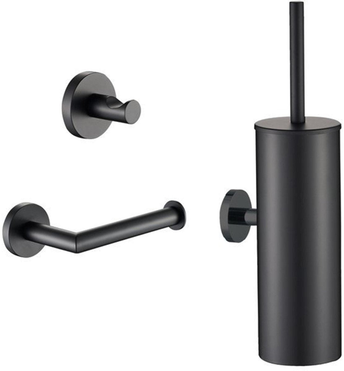 Plieger vigo toiletset accessoires – wc borstel – wc rolhouder – handdoekhaakje - 10 jaar garantie – mat zwart
