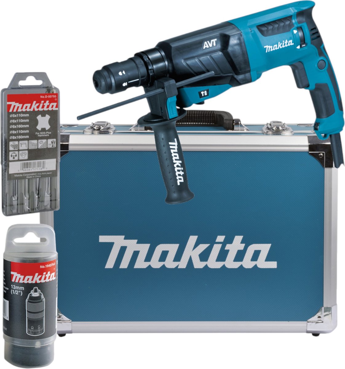 Makita hr2631ft13 combihamer verwisselbare boorkop + boorset