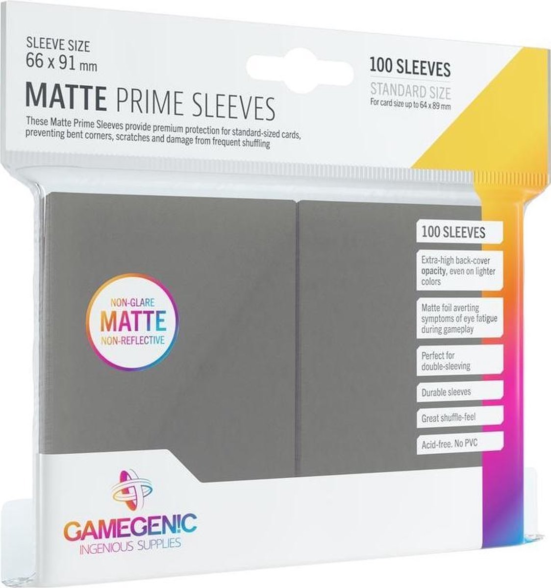 Gamegenic sleeves matte prime dark gray (100 stuks)