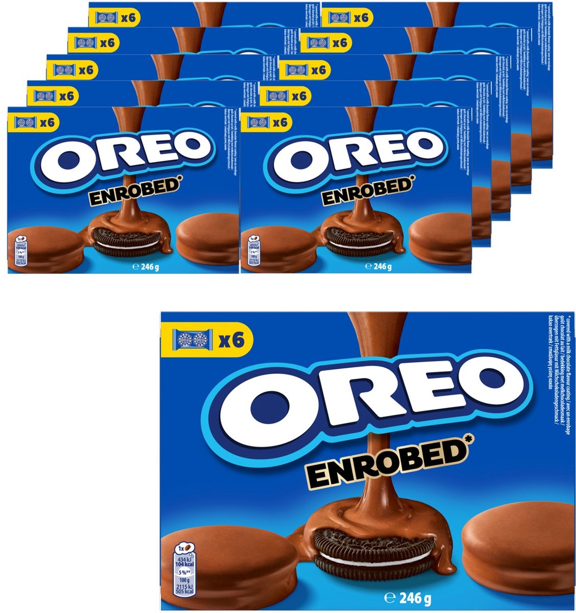 Oreo original koekjes met een bedekking met melk chocoladesmaak - doos 10 x 246g (6 x 41g) - koek voor onderweg - displaydoos - chocoladekoek